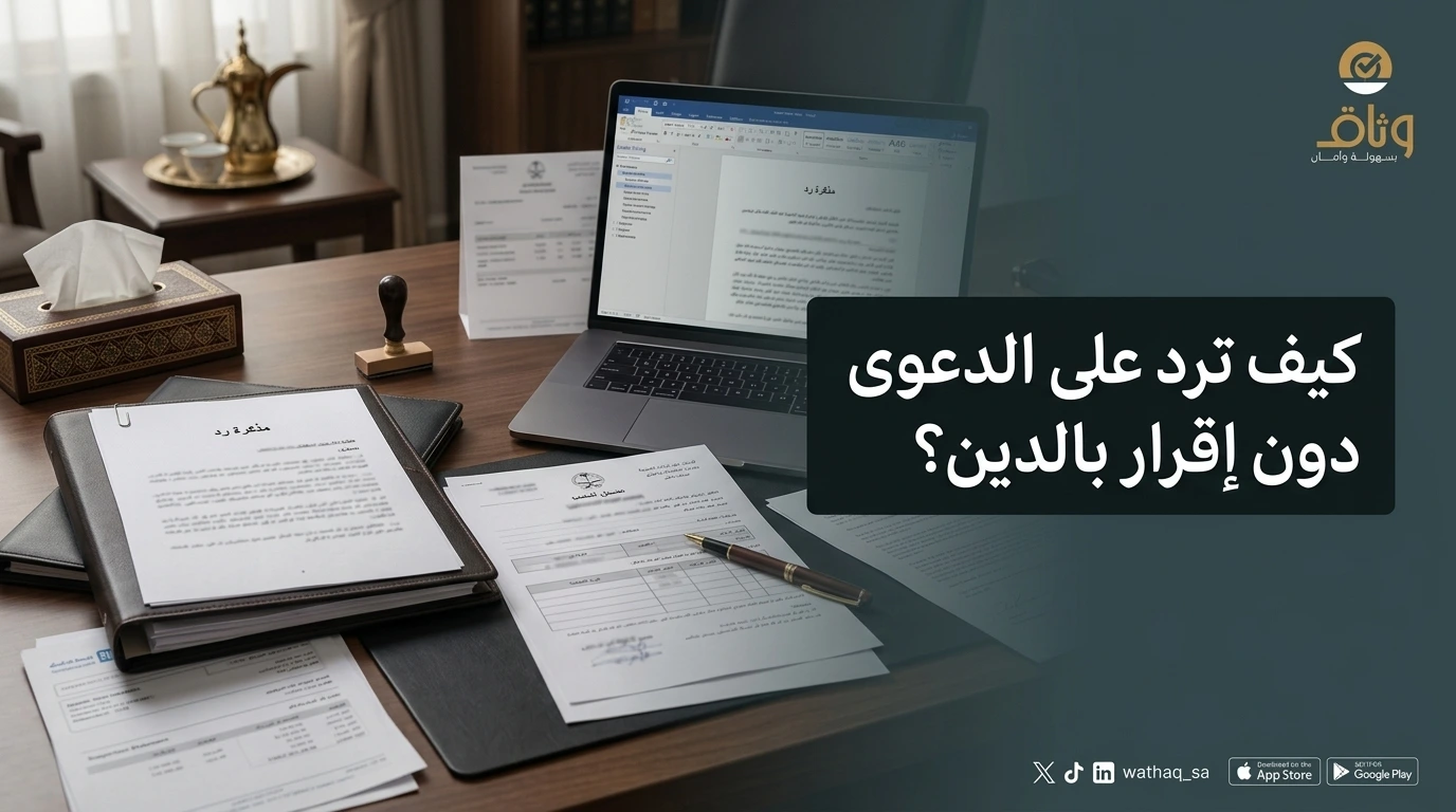كيف تكتب مذكرة رد على دعوى مطالبة مالية بدون اعتراف بالدين وفق النظام السعودي